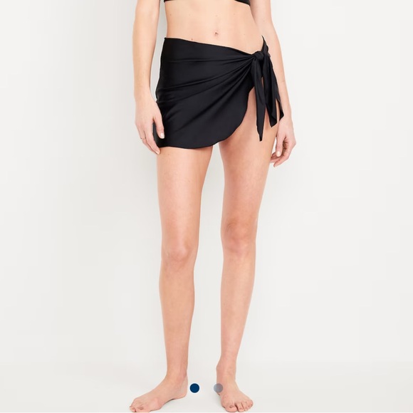 🆕 Old Navy Women’s Side-Tie Mini Swim Sarong Skirt Cover-Up Black L/XL - Picture 2 of 10